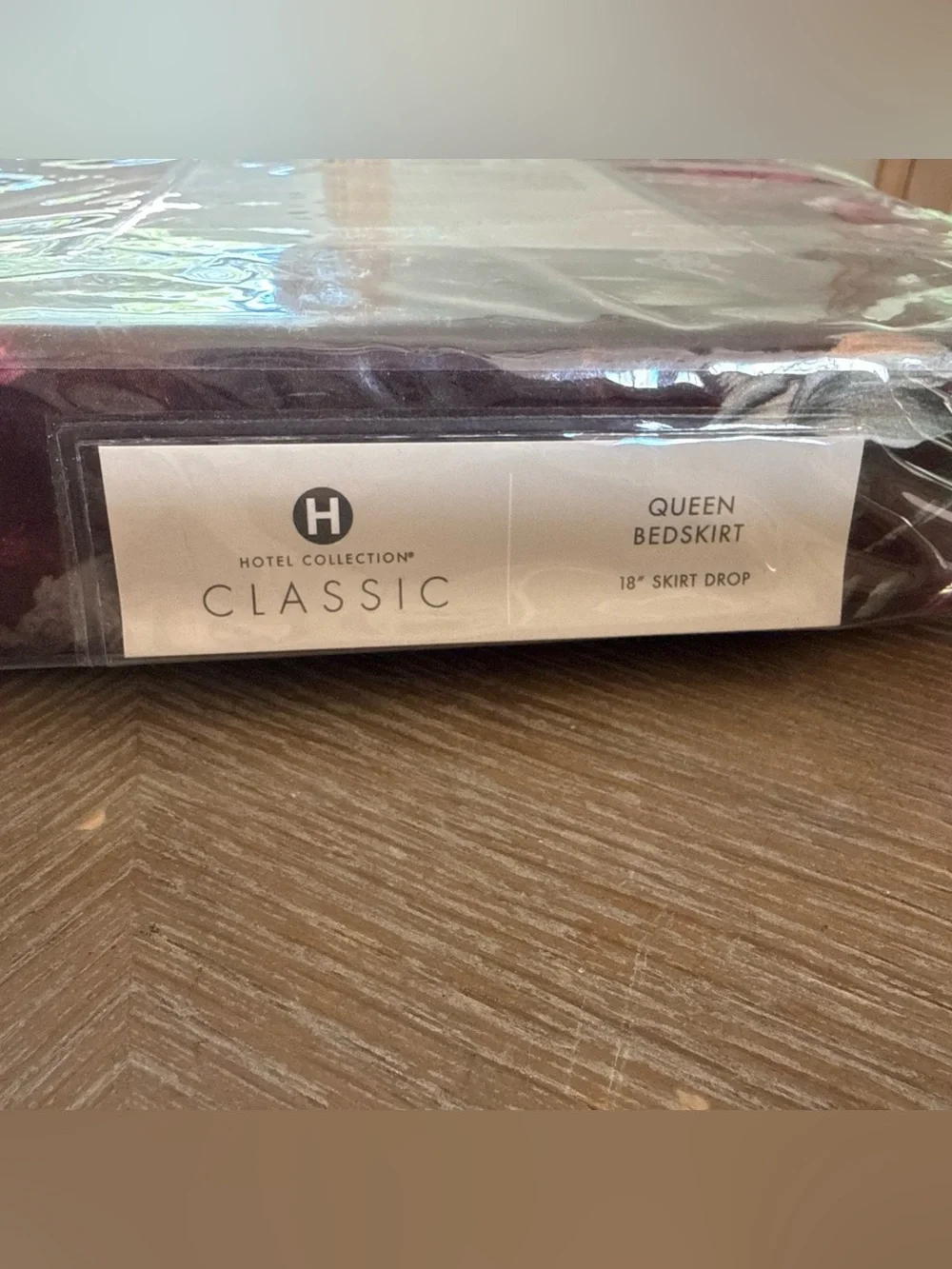 Hotel Collection Queen Bedskirt in Floral Burgundy/Pink Dutch Floral NEW